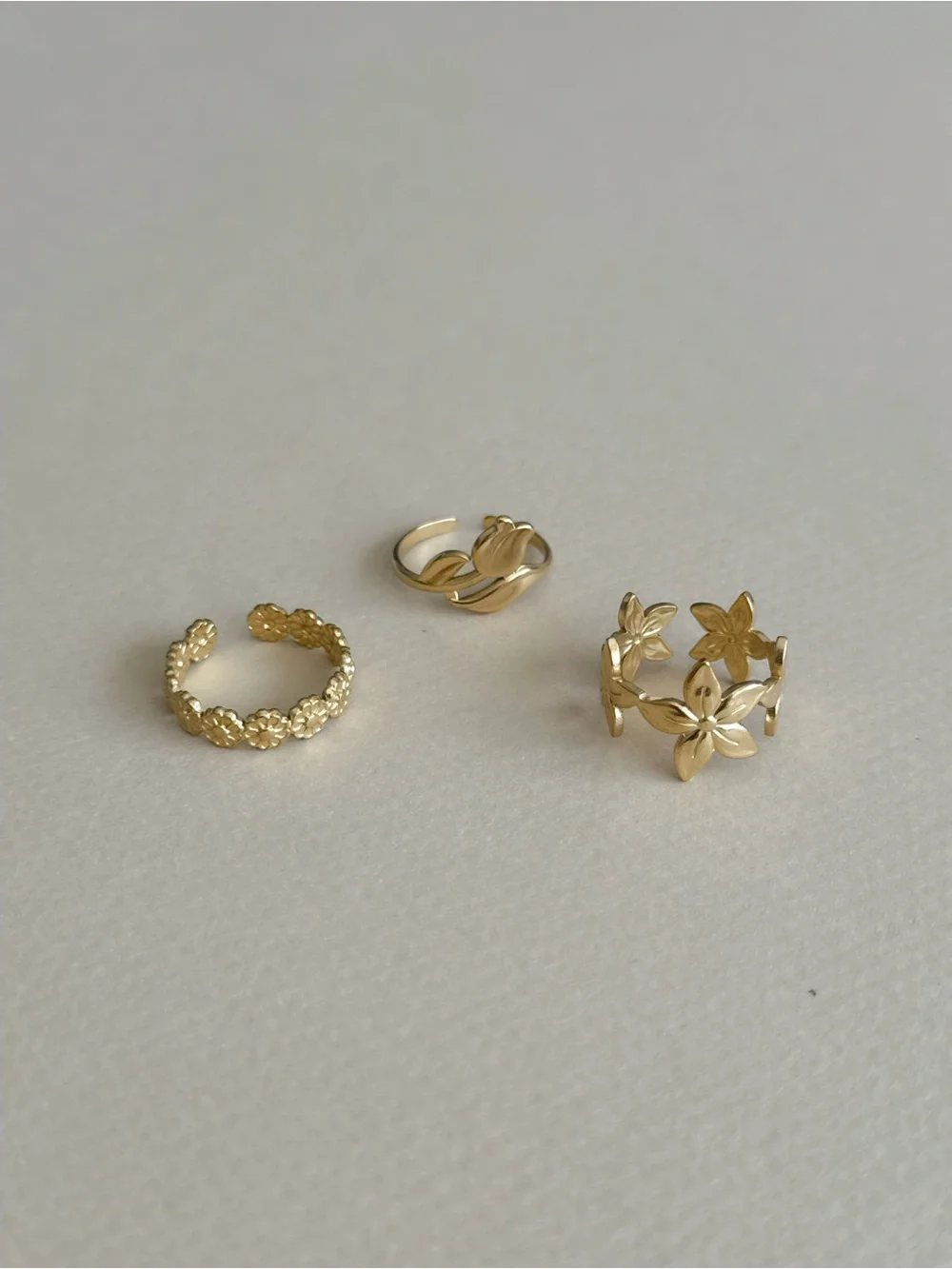 Gold Floral Stackable Rings #2552 - Picture 5 of 5